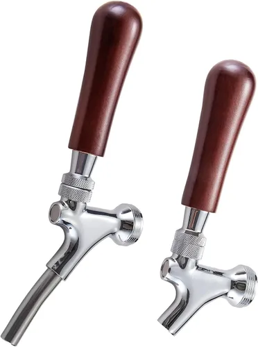 Vista 5 de 2 manijas de grifo de cerveza, grifo de madera de alta calidad, mango de estilo clásico rústico negro y marrón, rosca de 3/8 a 16 para la mayoría