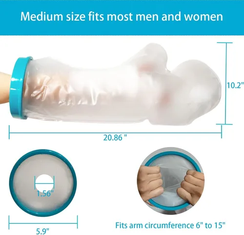 Vista 2 de Tideshake Fundas de fundición 100% impermeables para brazo de ducha para adultos, protector reutilizable de medio brazo, bolsa de fundición, funda