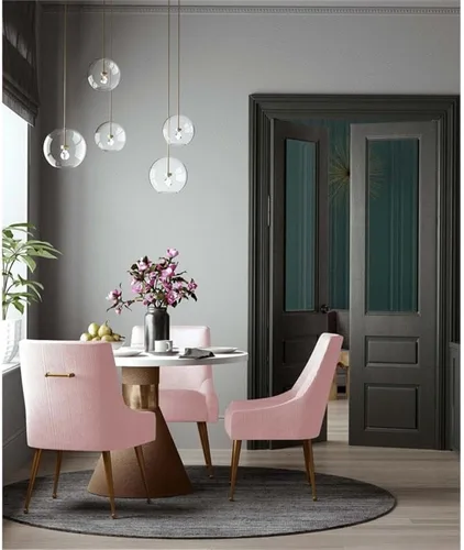 Vista 9 de Tov Furniture Beatrix - Silla auxiliar de comedor de terciopelo plisado (rubor)