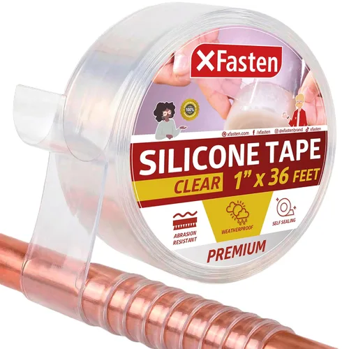 Vista 13 de XFasten - Cinta de silicona autofusible de 1 pulgada x 10 pies, de fontanería, cinta impermeable de sellado de fugas, goma gruesa para tuberías