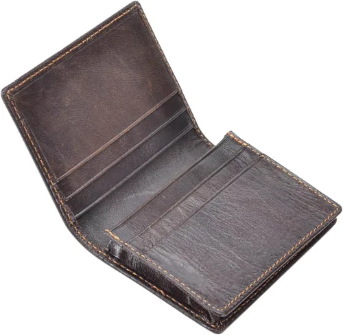 Vista 2 de HAWEE Billetera de bolsillo frontal plegable para hombre, de piel auténtica, con bloqueo RFID, tarjetero