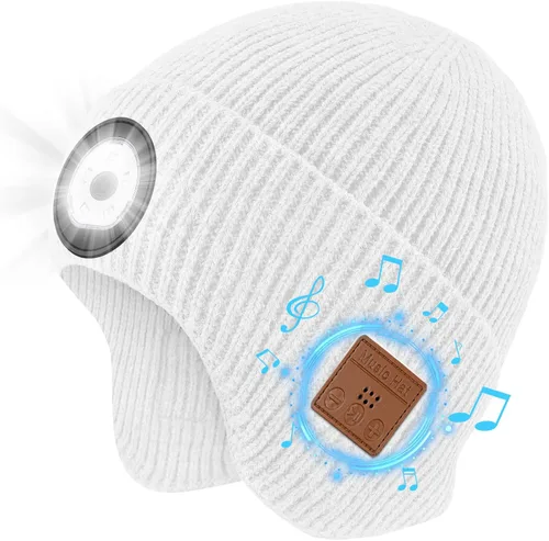 Vista 15 de Bluetooth Beanie with Light, HD Stereo Sound and Built-in Super Bright LED, Cool Gadgets Unique Tech Gifts for Men