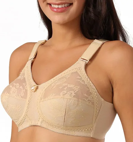 Vista 2 de TELIMUSSTO Sujetador de encaje floral para mujer, talla grande, sujeción firme, sin alambre, sin relleno, cobertura completa, minimizador
