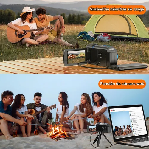 Vista 6 de Videocámara de cámara de video 5K de 48 MP, cable de cámara de visión nocturna IR, pantalla táctil de rotación de 270 ° de 3.0 pulgadas, cámara