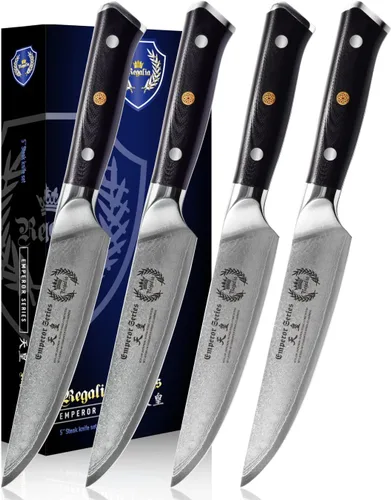 Vista 8 de Regalia Cuchillo de parrilla (de servicio) de 3.5 pulgadas: cuchillos de utilidad para pelar de acero inoxidable damasceno de alta carbono de 67