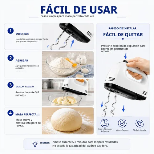 Vista 6 de Ganchos de masa KHM512 para batidora de mano, repuesto compatible con KitchenAid serie KHM/5KSM/KSM/KSMO/KSMH, accesorios de acero inoxidable