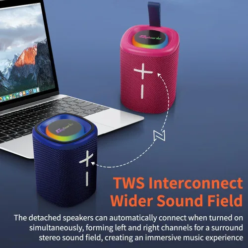 Vista 3 de Altavoz Bluetooth Magnético Divisible 2 en 1, de Colores Contrastantes, Impermeable, Doble Divisible, Portátil, Inalámbrico, Sonido Estéreo Potente