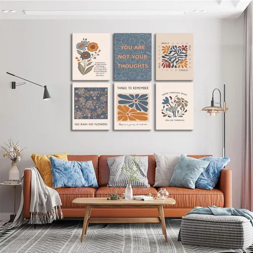 Vista 5 de 6 lienzos de salud mental para pared, estilo bohemio, psicología motivacional, decoración de pared, fotos, terapia, oficina, arte de pared