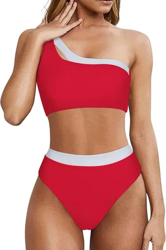 Vista 74 de MOOSLOVER Traje de baño de dos piezas con corte alto y cintura alta para mujer