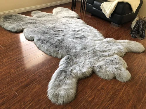 Vista 12 de LAMBZY - Alfombra de piel de oveja sintética súper suave hipoalergénica sedosa, estilo peluche de oso, para sala de estar, habitación de niños, sofá