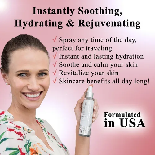 Vista 3 de Tónico hidratante orgánico para la cara antienvejecimiento, agua de rosas, hamamelis y aloe vera tonificante facial para mujeres. Spray de agua