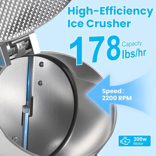 Vista 4 de picadora de hielo eléctrica de doble cuchilla, 143 libras/hora, afeitadora de hielo de 300W, máquina de hielo raspado de 2200 RPM con cuchilla extra