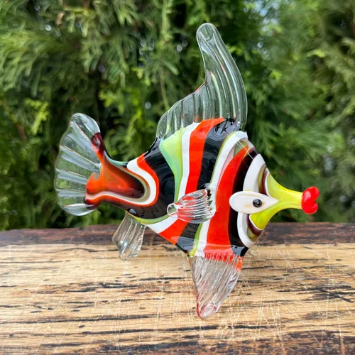 Vista 3 de Figura de pez de cristal – Pescado de Murano en miniatura soplado a mano – Decoración de acuario de cristal artístico – Adorno de pecera pequeño