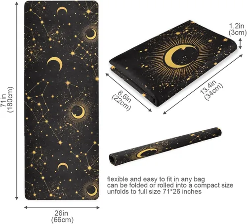 Vista 7 de Espacio Galaxy Constelación Yoga Mat Antideslizante Grueso Niños Eco Friendly Caucho Entrenamiento Plegable Yoga Mat Mujeres Ejercicio