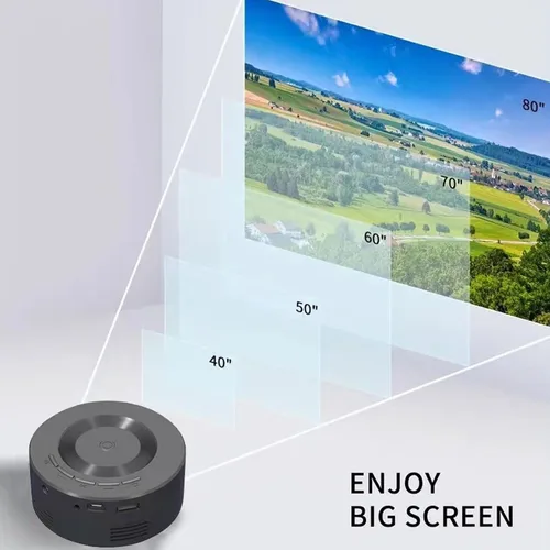 Vista 6 de Proyector para el hogar, mini proyector 1080P, amigable con los ojos, control remoto, interfaces USB y audio, soporte para cajas de TV, portátiles