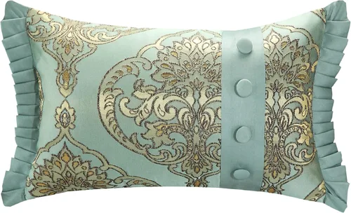 Vista 8 de Juego de ropa de cama Chic Home de 9 piezas de jacquard, incluye colcha y almohadas, Microfibra, Azul, King