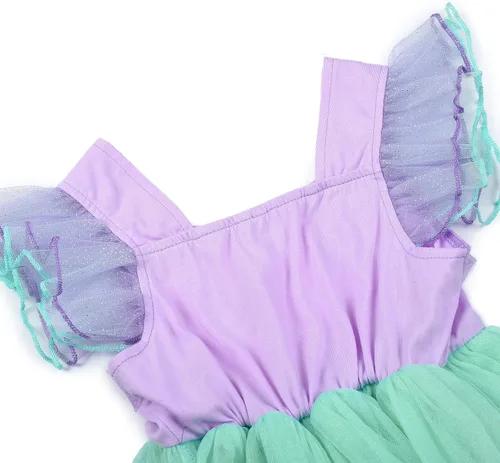 Vista 5 de JerrisApparel Disfraz de Sirenita para niñas, vestido de princesa, cosplay, juego de rol, accesorios