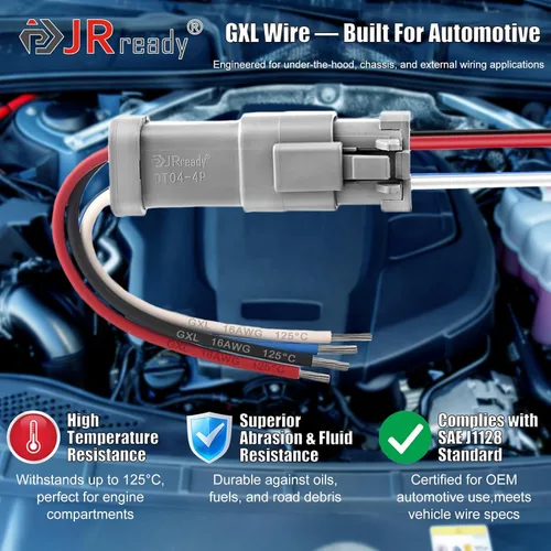 Vista 2 de JRready ST9028 - Juego de 4 conectores Deutsch de 3 pines, conector DT con cable automotriz GXL de 16 AWG, incluye conector a tope termorretráctil