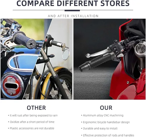 Vista 5 de JMTBNO Manijas universales de motocicleta de 7/8 pulgadas, 0.866 in, agarres de goma CNC compatibles con Honda Yamaha, Suzuki, Kawasaki, Dirt Bike