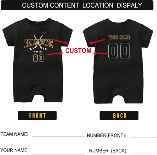 Vista 3 de BABYWEN Ropa de bebé, traje de hockey personalizado, camiseta de bebé para recién nacido, regalos para niños y niñas