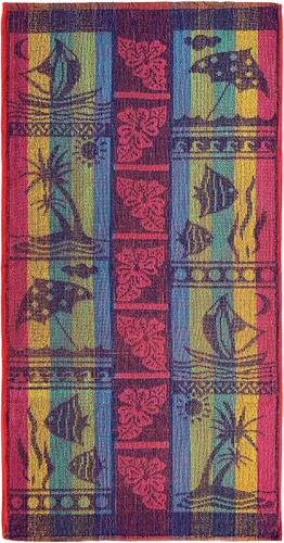 Vista 7 de Ipanema - Toalla de playa de viaje jacquard de rizo de 30 x 60 pulgadas, diseños surtidos, delfín, conchas marinas, peces, vela, 100% algodón