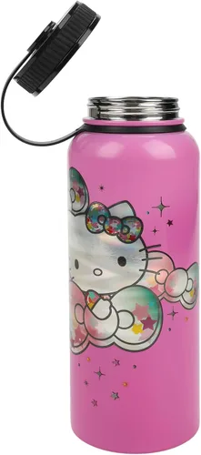 Vista 4 de Bioworld Hello Kitty CD Collection - Botella de agua de acero inoxidable rosa de 40 onzas