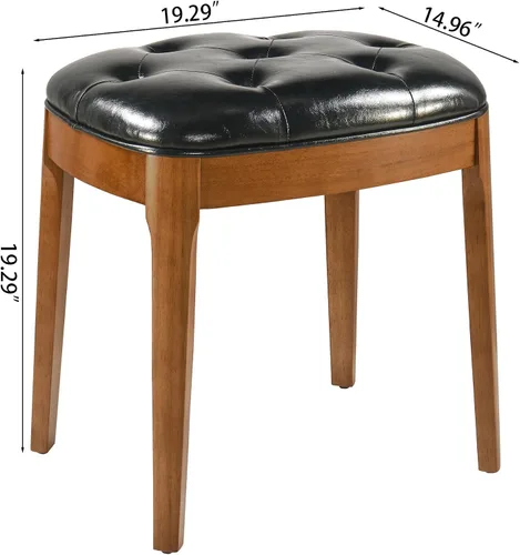 Vista 2 de Vantity Taburete de banco con tapizado, elegante y moderno, banco de tocador de maquillaje, versátil para comedor, sala de estar, 19.3 x 14.9 x 19.3