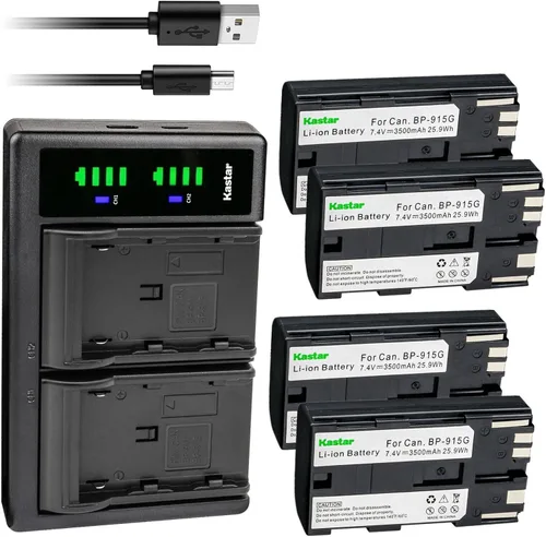 Vista 8 de Kastar Paquete de 3 baterías BP-915G y cargador USB LTD2 compatible con Canon C2, FV1, DM-MV1, DM-MV10, DM-MV20, E1, E2, E30, E65AS, EOS C100, C100