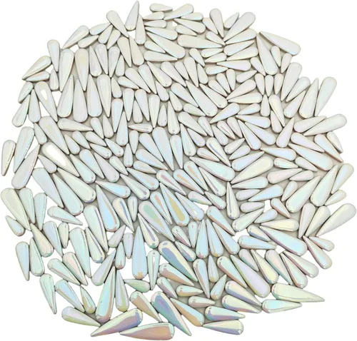 Vista 6 de Mosaico de cerámica de hojas de pétalos de gota de agua de 1.1 libras para manualidades, piezas de mosaico de cerámica en forma de lágrima