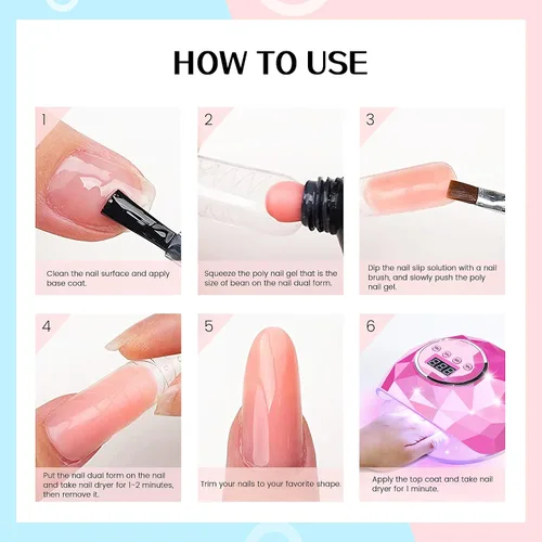 Vista 7 de Juego de soluciones deslizantes de uñas de 2.0 fl oz/2fl.oz Solución deslizante para uñas de gel de polietileno, extensión de uñas, solución