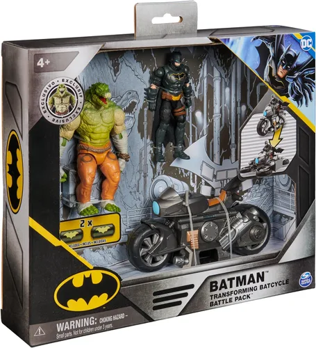 Vista 8 de DC Comics, Batman - Paquete de batalla transformable de Batcycle con figura de acción exclusiva de cocodrilo asesino de 4 pulgadas y Batman