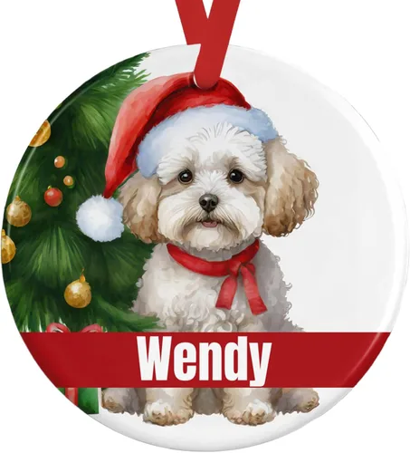 Vista 6 de Personalized Fawn Pug Ceramic Christmas Ornament, 3-Inch