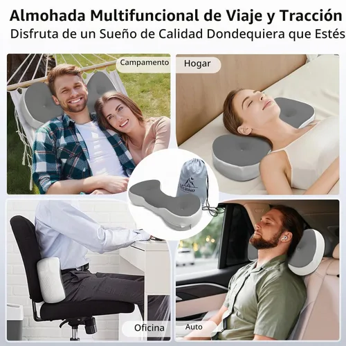 Vista 7 de Almohada Cervical de Rodillo para el Cuello, Di Adiós al Dolor de Cuello, Almohada de Soporte de Cuello para Viaje para Dormir de Lado, Almohada