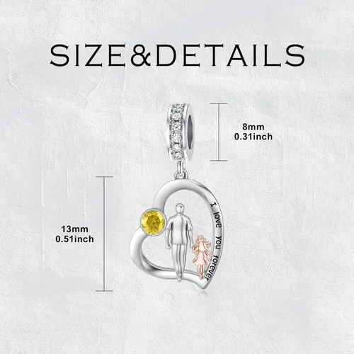 Vista 208 de PROESS Dije para padre, madre e hija, pulsera de plata de ley para pulseras, regalos de cumpleaños, día de San Valentín, para hija, madre, amante