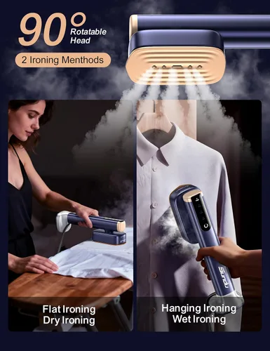 Vista 5 de Vaporizador de Viaje para Ropa, con 2 Tanques de Agua (180 ml y 100 ml), Calentamiento Rápido, Vapor Fuerte de 24g/min, Plancha de Ropa Mini