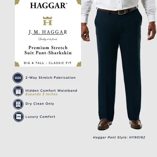 Vista 5 de J.M. Haggar Traje de ajuste clásico y recto para hombre, pantalones separados, tallas regulares y grandes y altas, Pizarra mediana