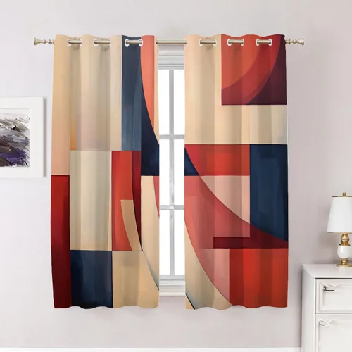 Vista 135 de Cortinas opacas de poliéster multicapa para cafetería, con diseño de diamantes, 2 unidades, 26 x 24 pulgadas