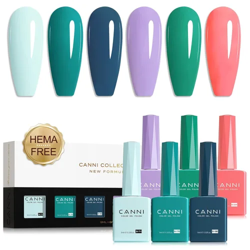 Vista 33 de CANNI - Juego de esmalte de uñas en gel azul de 6 colores 9ML Baby Royal Light Blue – Esmalte de uñas en gel inspirado en el océano Acuario