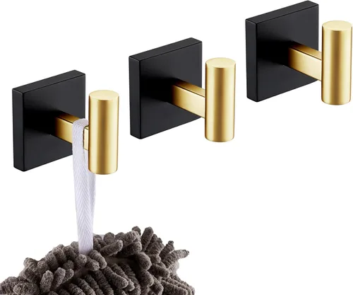 Vista 24 de KOKOSIRI Ganchos para batas de baño, ganchos para toallas, ganchos montados en la pared, accesorios de baño, paquete de 2 unidades, color negro
