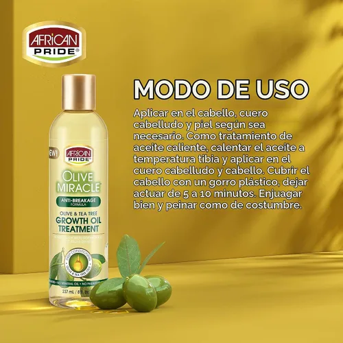 Vista 2 de African Pride, aceite de oliva para crecimiento milagroso, 8 onzas líquidas