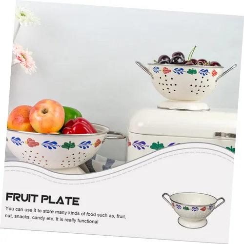 Vista 6 de Cabilock Bandeja de servir de fruta Multifunción Metal Contenedor de frutas Colador decorativo Agujero de drenaje
