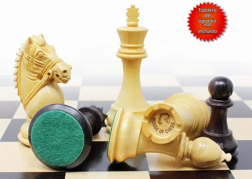 Vista 6 de Casa De Ajedrez – Palisandro/boxwood piezas de ajedrez Staunton de Río 4.0" (102 mm) – 2 Extra Queens – Triple ponderado