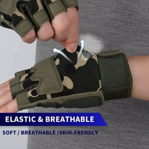 Vista 4 de Guantes sin dedos Fioretto para Airsoft, tiro, medio dedo, caza, senderismo, ciclismo, conducción, motocicleta, escalada, guantes de trabajo M210603