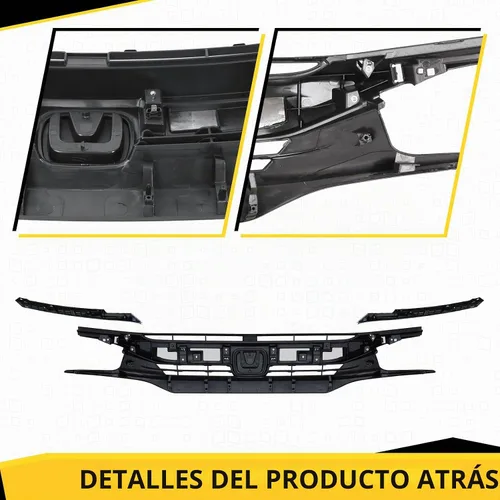 Vista 6 de PENSUN Parrilla de parachoques delantero con cromo + 2 bordes cromados para párpados para Honda Civic Sedan 2016 2017 2018