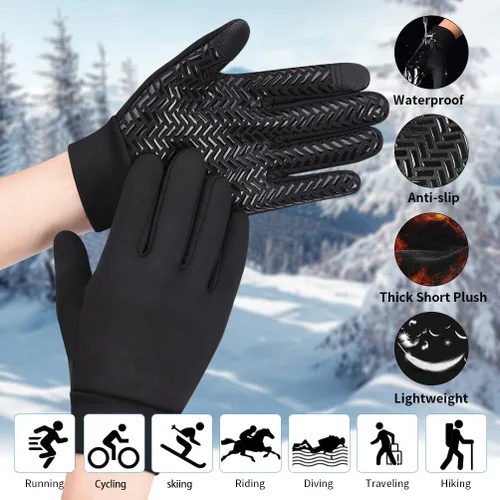 Vista 5 de EEFOW Guantes impermeables para pantalla táctil de invierno para niños guantes deportivos ligeros y cálidos para clima frío para niños de 6 a 12