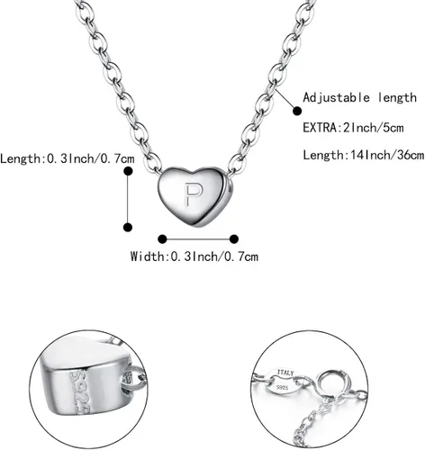 Vista 6 de BriLove Gifts for Mom Girls Women 925 Sterling Silver Tiny Initial Heart Pendant Choker Necklace for Mothers DayValentines