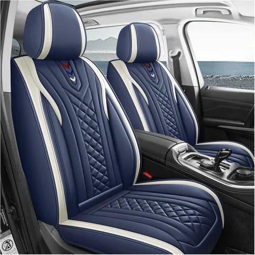 Vista 4 de Juego completo de fundas de cuero de lujo para asiento de automóvil, ajuste universal para 5 asientos (Bk-Pink 01)