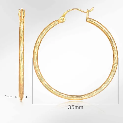Vista 6 de GLOSOLE 14K Gold Hoop Earrings Large Hoop Earrings Hoop Earrings for Women Hypoallergenic Gold Earrings Hoops Gold Jewelry (35mm*2mm)