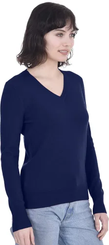 Vista 2 de Cashmeren Suéter básico con cuello en V para mujer, 100% cachemira pura, manga larga, suéter clásico