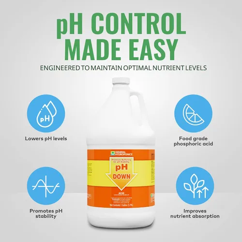 Vista 3 de General Hydroponics pH Down Líquido Premium Tampón para la estabilidad del pH, 1 galón